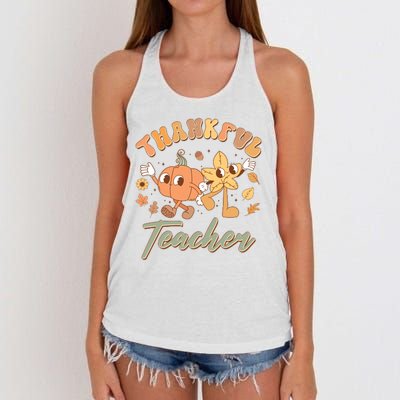 Cute Thanksgiving Thankful Teacher Women's Knotted Racerback Tank