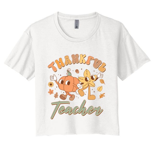 Cute Thanksgiving Thankful Teacher Crop Top