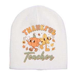 Cute Thanksgiving Thankful Teacher Short Acrylic Beanie