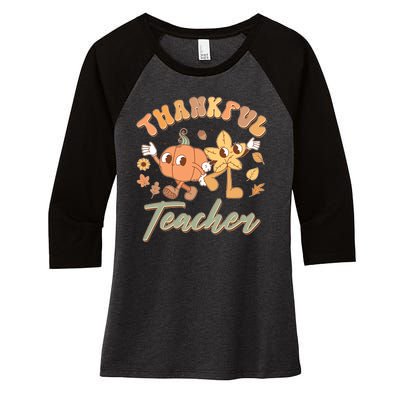 Cute Thanksgiving Thankful Teacher Women's Tri-Blend 3/4-Sleeve Raglan Shirt