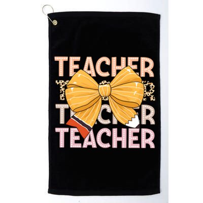 Coquette Teacher Teacher Pencil Coquette Bow Platinum Collection Golf Towel