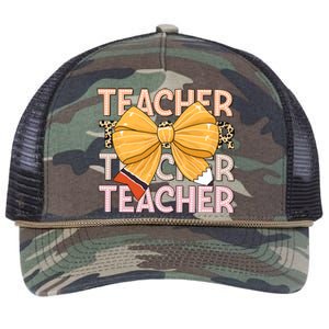 Coquette Teacher Teacher Pencil Coquette Bow Retro Rope Trucker Hat Cap