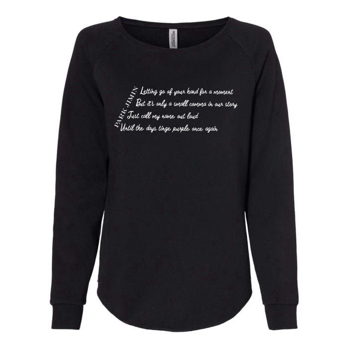 Closer Than This Lyrics Printed Park Jimin Womens California Wash Sweatshirt