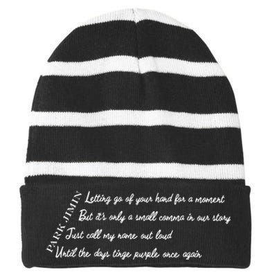 Closer Than This Lyrics Printed Park Jimin Striped Beanie with Solid Band