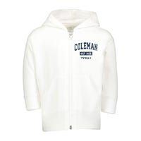 Coleman Texas Tx Vintage Sports Established Toddler Zip Fleece Hoodie