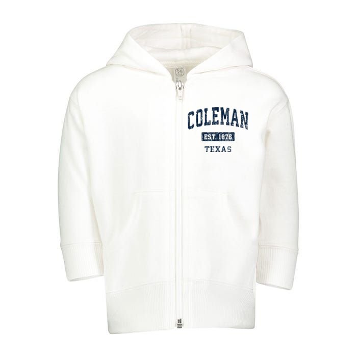 Coleman Texas Tx Vintage Sports Established Toddler Zip Fleece Hoodie