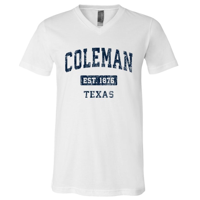 Coleman Texas Tx Vintage Sports Established V-Neck T-Shirt