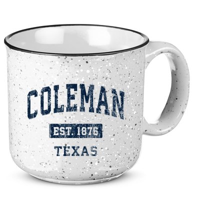 Coleman Texas Tx Vintage Sports Established 15oz Campfire Ceramic Mug