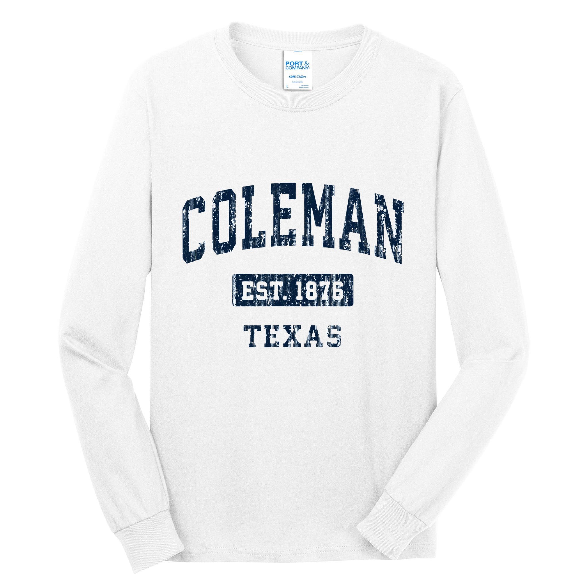 Coleman Texas Tx Vintage Sports Established Tall Long Sleeve T-Shirt