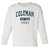 Coleman Texas Tx Vintage Sports Established Toddler Long Sleeve Shirt