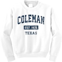 Coleman Texas Tx Vintage Sports Established Kids Sweatshirt