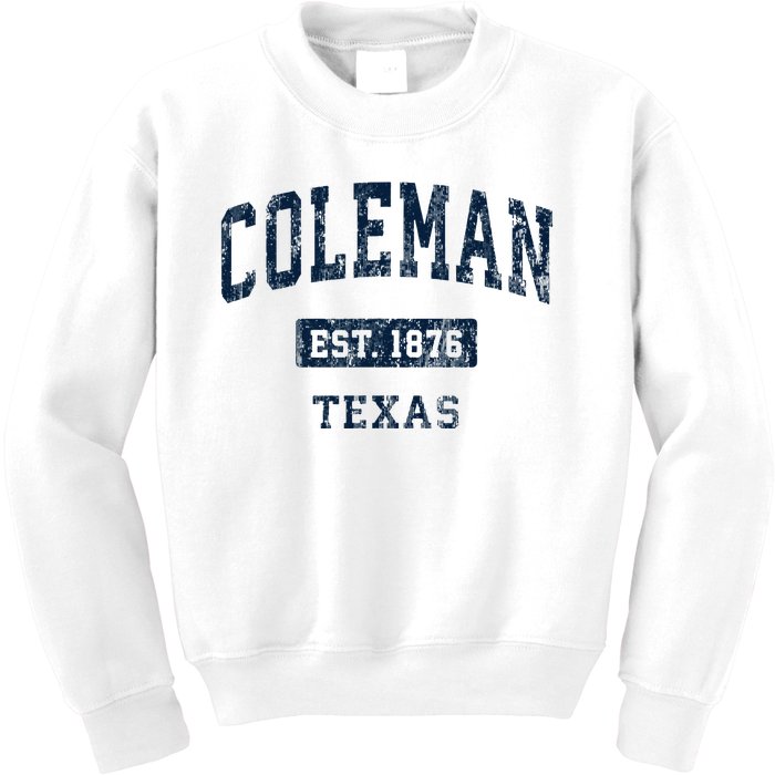 Coleman Texas Tx Vintage Sports Established Kids Sweatshirt