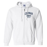 Coleman Texas Tx Vintage Sports Established Full Zip Hoodie