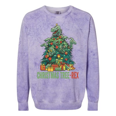 Christmas Tree Trex Christmas Cool Gift Colorblast Crewneck Sweatshirt