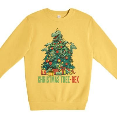 Christmas Tree Trex Christmas Cool Gift Premium Crewneck Sweatshirt