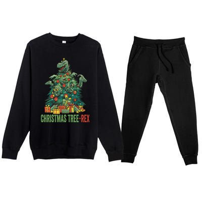 Christmas Tree Trex Christmas Cool Gift Premium Crewneck Sweatsuit Set