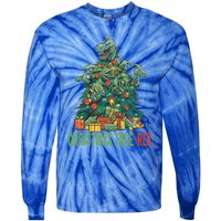 Christmas Tree Trex Christmas Cool Gift Tie-Dye Long Sleeve Shirt