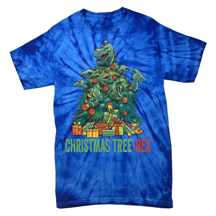 Christmas Tree Trex Christmas Cool Gift Tie-Dye T-Shirt