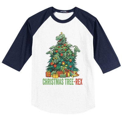 Christmas Tree Trex Christmas Cool Gift Baseball Sleeve Shirt