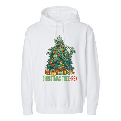 Christmas Tree Trex Christmas Cool Gift Garment-Dyed Fleece Hoodie