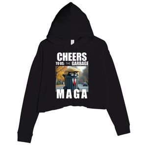 Cheers To The Us Garbage Maga Donald Trump Crop Fleece Hoodie