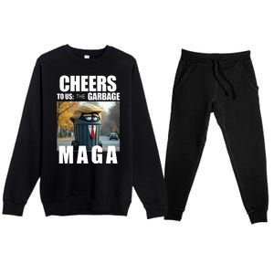 Cheers To The Us Garbage Maga Donald Trump Premium Crewneck Sweatsuit Set