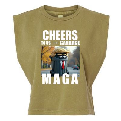 Cheers To The Us Garbage Maga Donald Trump Garment-Dyed Women's Muscle Tee