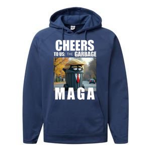 Cheers To The Us Garbage Maga Donald Trump Performance Fleece Hoodie