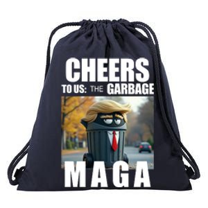 Cheers To The Us Garbage Maga Donald Trump Drawstring Bag