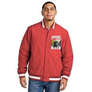 Cheers To The Us Garbage Maga Donald Trump Insulated Varsity Jacket