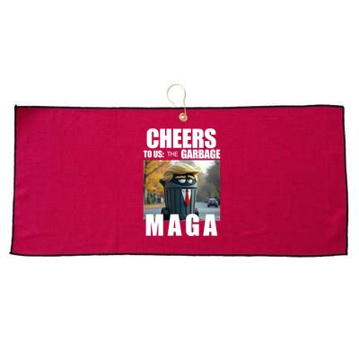 Cheers To The Us Garbage Maga Donald Trump Large Microfiber Waffle Golf Towel