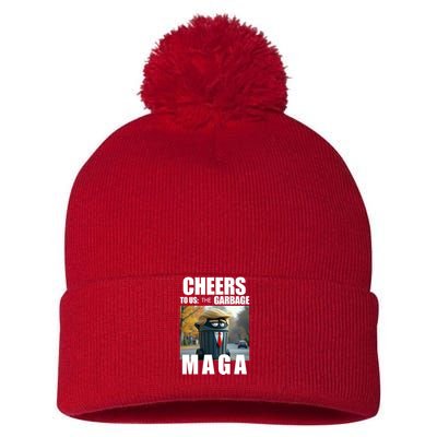 Cheers To The Us Garbage Maga Donald Trump Pom Pom 12in Knit Beanie