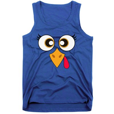 Cute Thanksgiving Turkey Face Funny Turkey Day Tank Top