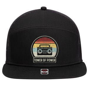 Cassette Tape Tower Of Power Rock Music 7 Panel Mesh Trucker Snapback Hat