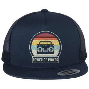 Cassette Tape Tower Of Power Rock Music Flat Bill Trucker Hat