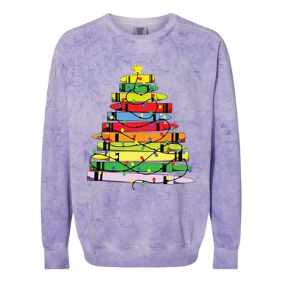 Christmas Tree Teacher Student Xmas Teacher Pajamas Colorblast Crewneck Sweatshirt