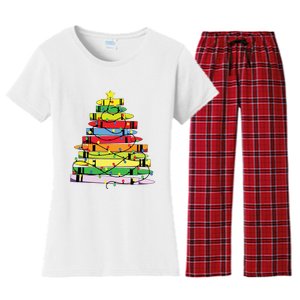 Christmas Tree Teacher Student Xmas Teacher Pajamas Women's Flannel Pajama Set