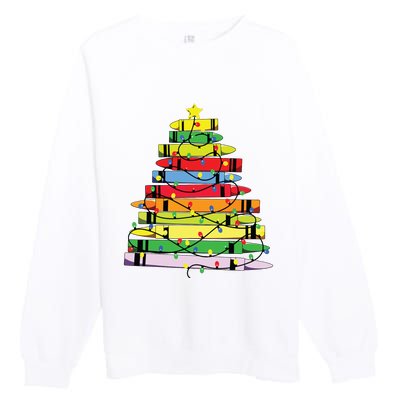 Christmas Tree Teacher Student Xmas Teacher Pajamas Premium Crewneck Sweatshirt