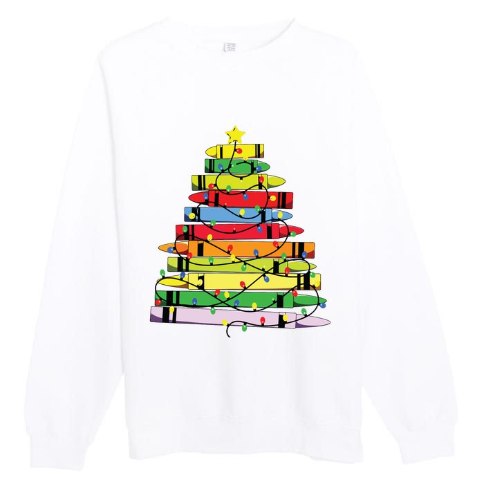 Christmas Tree Teacher Student Xmas Teacher Pajamas Premium Crewneck Sweatshirt