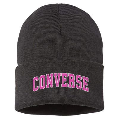 Converse Texas TX Vintage Sports Design Pink Design Sustainable Knit Beanie