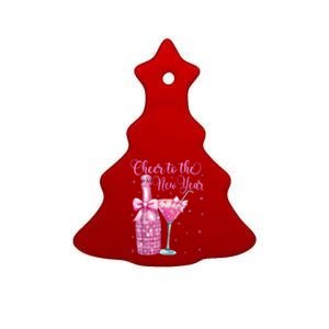 Cheer To The New Year Happy New Year 2025 Party Ceramic Tree Ornament