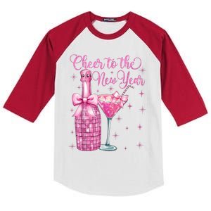 Cheer To The New Year Happy New Year 2025 Party Kids Colorblock Raglan Jersey