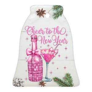 Cheer To The New Year Happy New Year 2025 Party Ceramic Bell Ornament