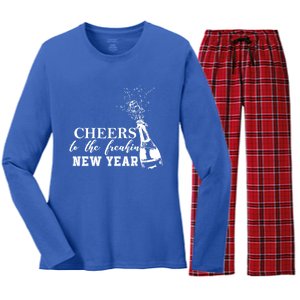 Cheers To The Freakin New Year Funny Gift For New Years Eve Cool Gift Women's Long Sleeve Flannel Pajama Set 