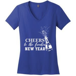 Cheers To The Freakin New Year Funny Gift For New Years Eve Cool Gift Women's V-Neck T-Shirt