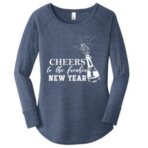 Cheers To The Freakin New Year Funny Gift For New Years Eve Cool Gift Women's Perfect Tri Tunic Long Sleeve Shirt