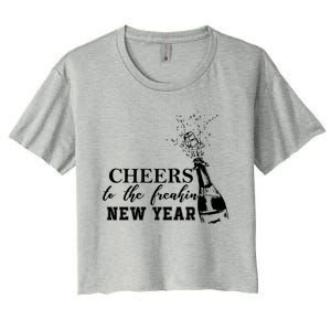 Cheers To The Freakin New Year Funny Gift For New Years Eve Cool Gift Women's Crop Top Tee