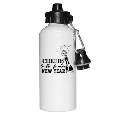 Cheers To The Freakin New Year Funny Gift For New Years Eve Cool Gift Aluminum Water Bottle