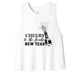 Cheers To The Freakin New Year Funny Gift For New Years Eve Cool Gift Women's Racerback Cropped Tank