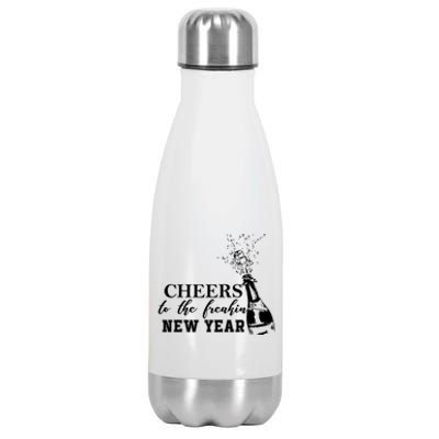 Cheers To The Freakin New Year Funny Gift For New Years Eve Cool Gift Stainless Steel Insulated Water Bottle